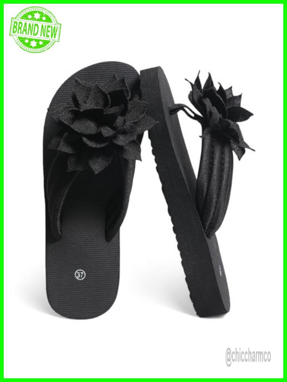 Women's 3D Floral & Bow Accent Thong Flip Flops, Lightweight Thick Sole Sandals